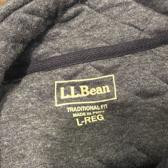 L.L. Bean Men's Quilted Sweatshirt Mockneck Pullover Navy Blue L - Picture 5 of 5